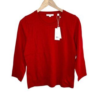Vince Womens Red Bracelet Sleeve Crew Neck Wool Sweater Large